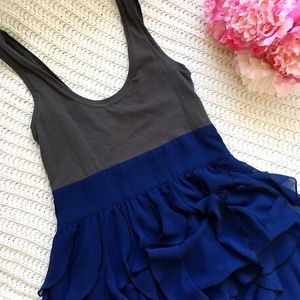 Express Grey/Blue Ruffle Dress